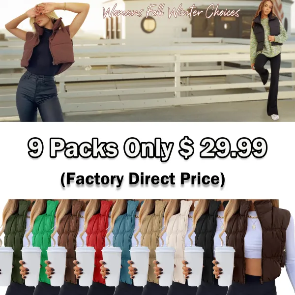 ⭐ Women’s Sleeveless Puffer Vest – Trendy, Cozy & Perfect for Layering  Zip-Up | Stand Collar | Cropped Fit | Lightweight Warmth
