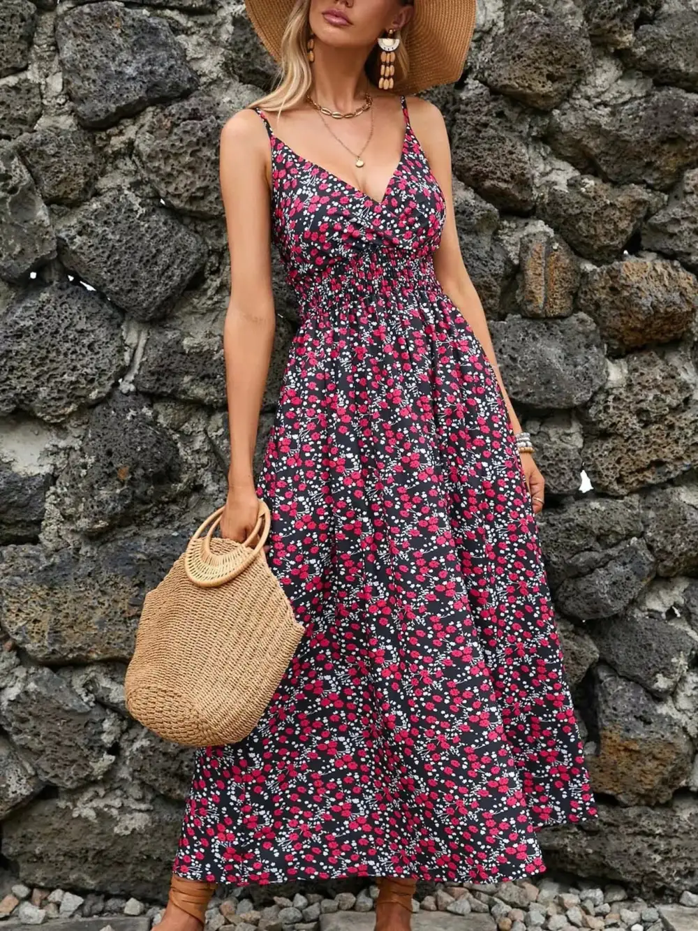 Paisley Spaghetti Strap Midi Dress
