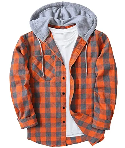 Men Plaid Long Sleeve Flannel Jacket
