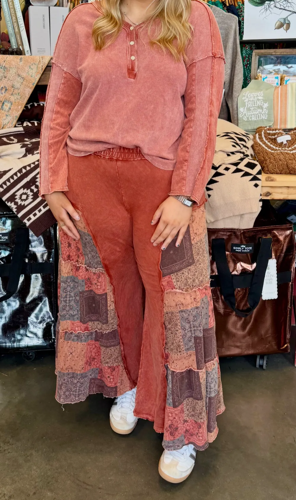 Roomy Cotton Blend Casual Pants
