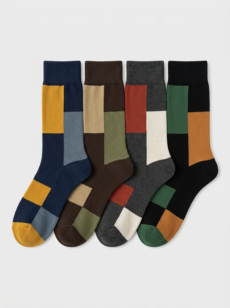 Men's Neutral Colorblock Ribbed Crew Socks 4-Pack