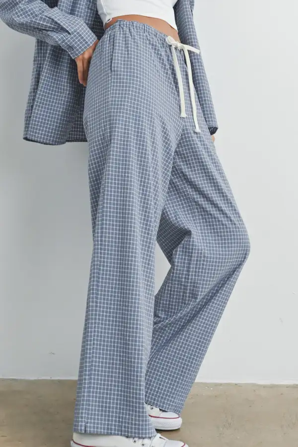 Clean Cut Checkered Drawstring Pants