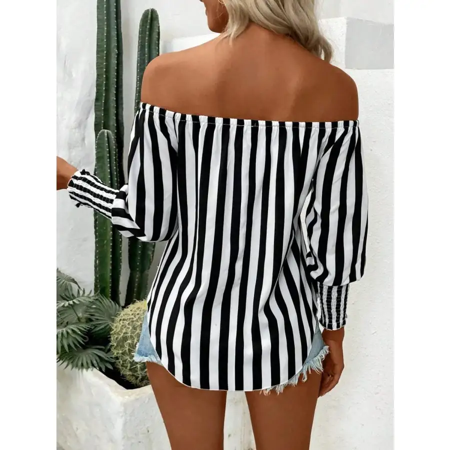 Off-shoulder Long Sleeve Blouse
