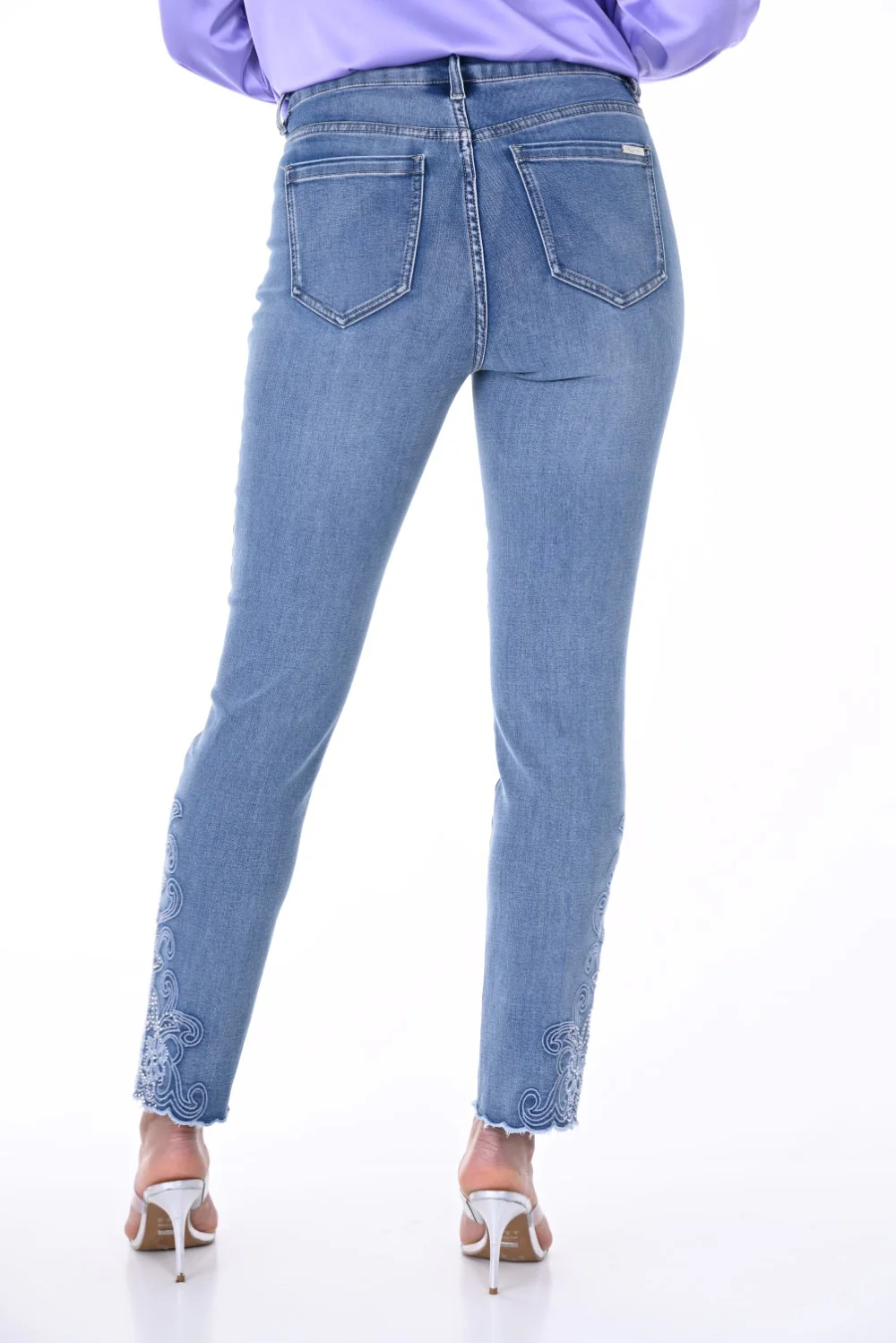 Light Blue Embroidered Cuff Jeans