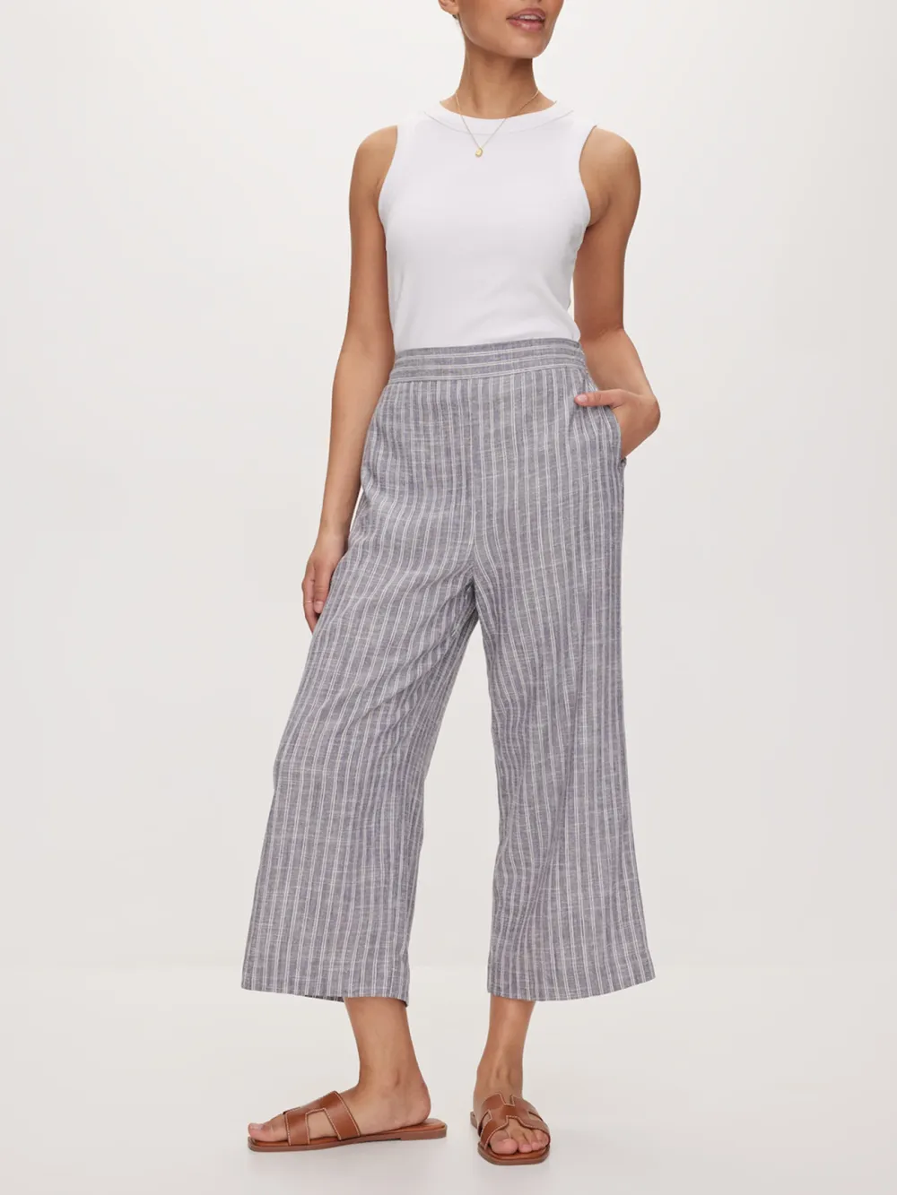 Daily White Stripe Culotte