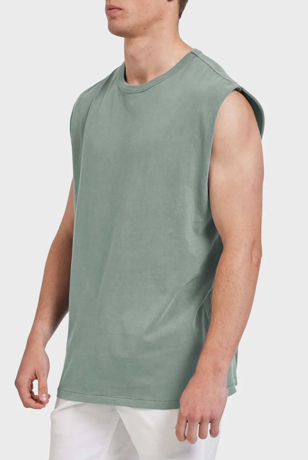 Sleeveless Crew Neck Cotton Tee