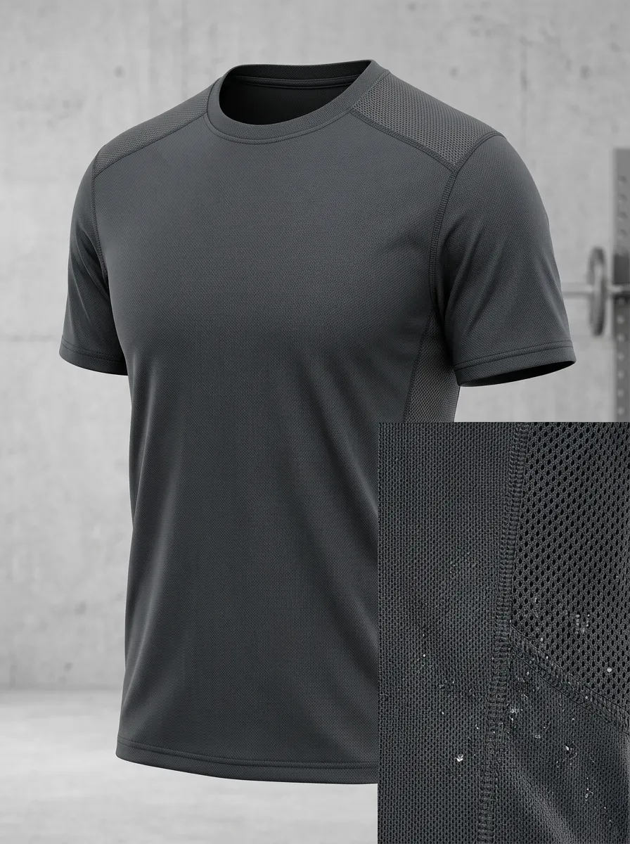 Men's Athletic Gym Training Mesh Breathable Printed T-Shirt