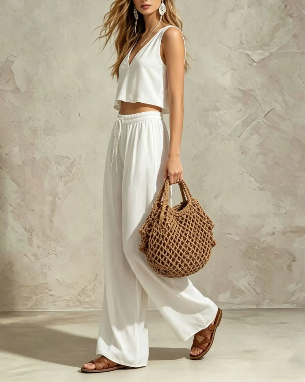 V-Neck Cotton Jersey Matching Set