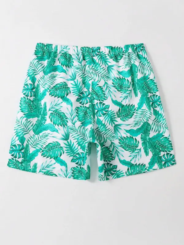 Men's Leaves Allover Print Swim Trunks