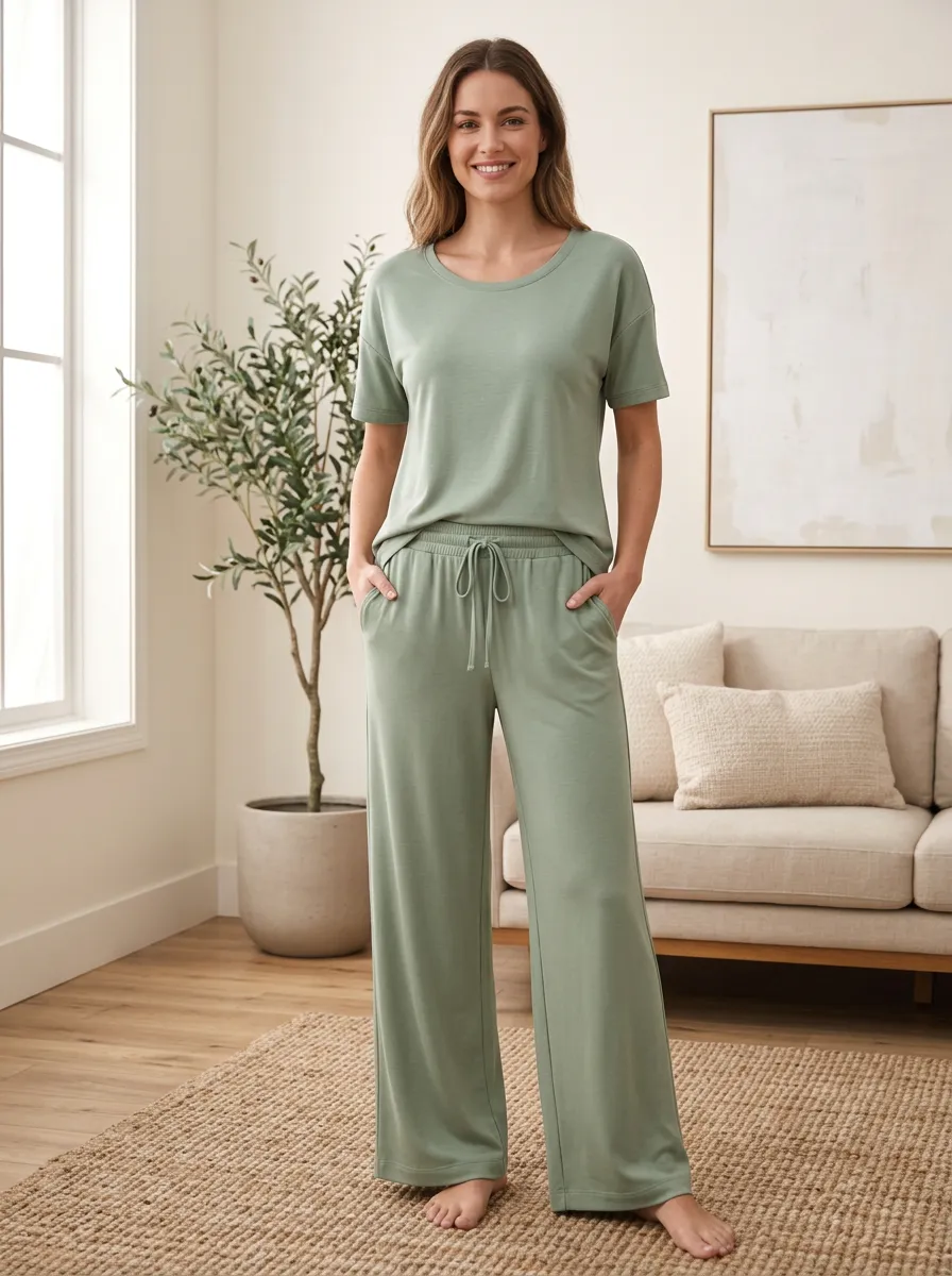 Softly Styled Women's Wide Leg Loungewear Set
