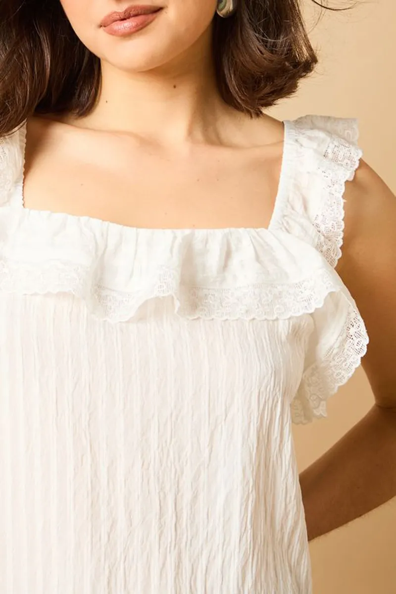 Casual Style Sleeveless Frill Detail Top