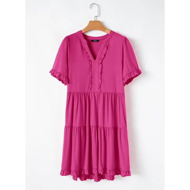 Women's V-neck Ruffle Dress