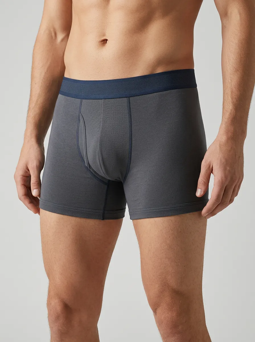 Solid Grey Minimalist Printed Boxer Briefs