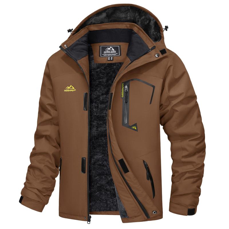 Men’s Winter Coats Waterproof Ski Snow Jacket Warm Fleece Jacket Parka Raincoats With Multi-Pockets