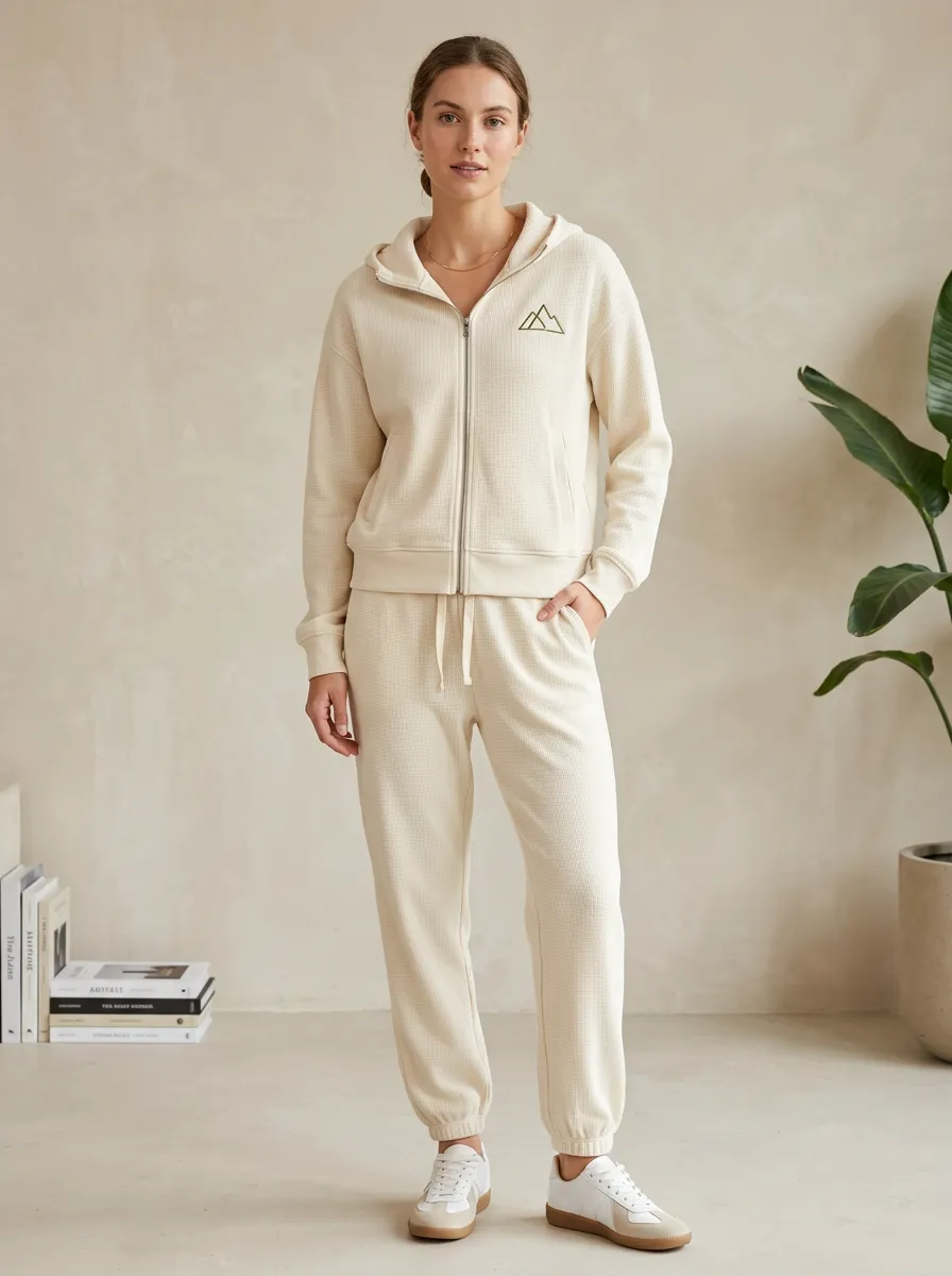 Women's Mountain Hiking Lover Minimalist Printed Hooded Tracksuit