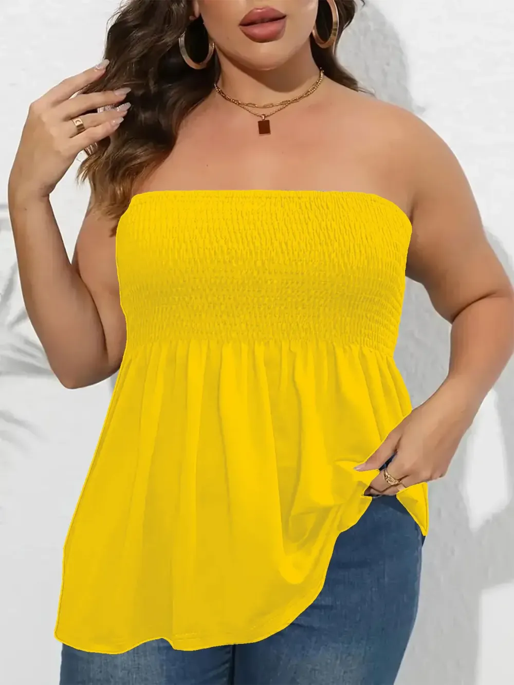 Solid Color Strapless Top With Ruffled Hem🔥12-Pack - All Colors Included, Only $35