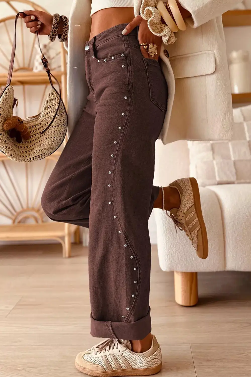 Studded Wide Leg Jeans