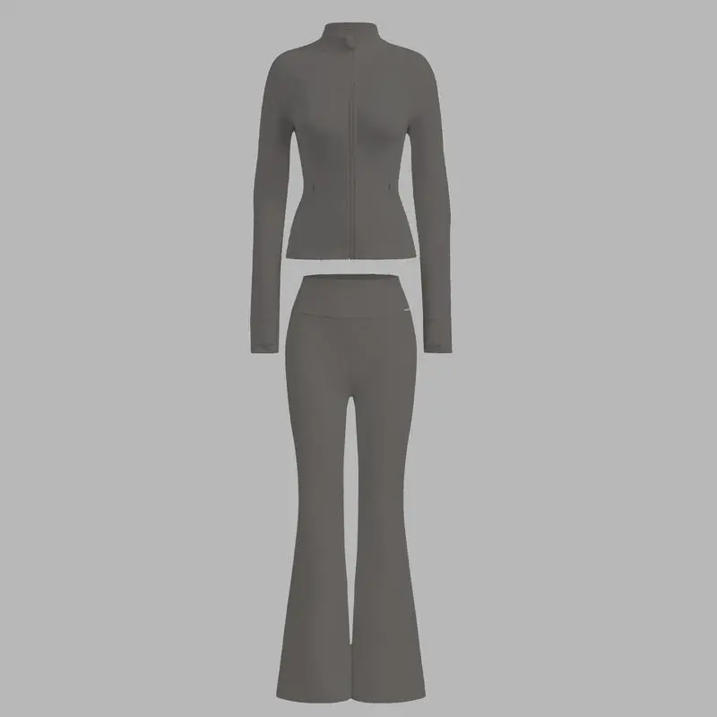 2PCS Slim-It BBL Jacket and Flare Leggings Daily Set