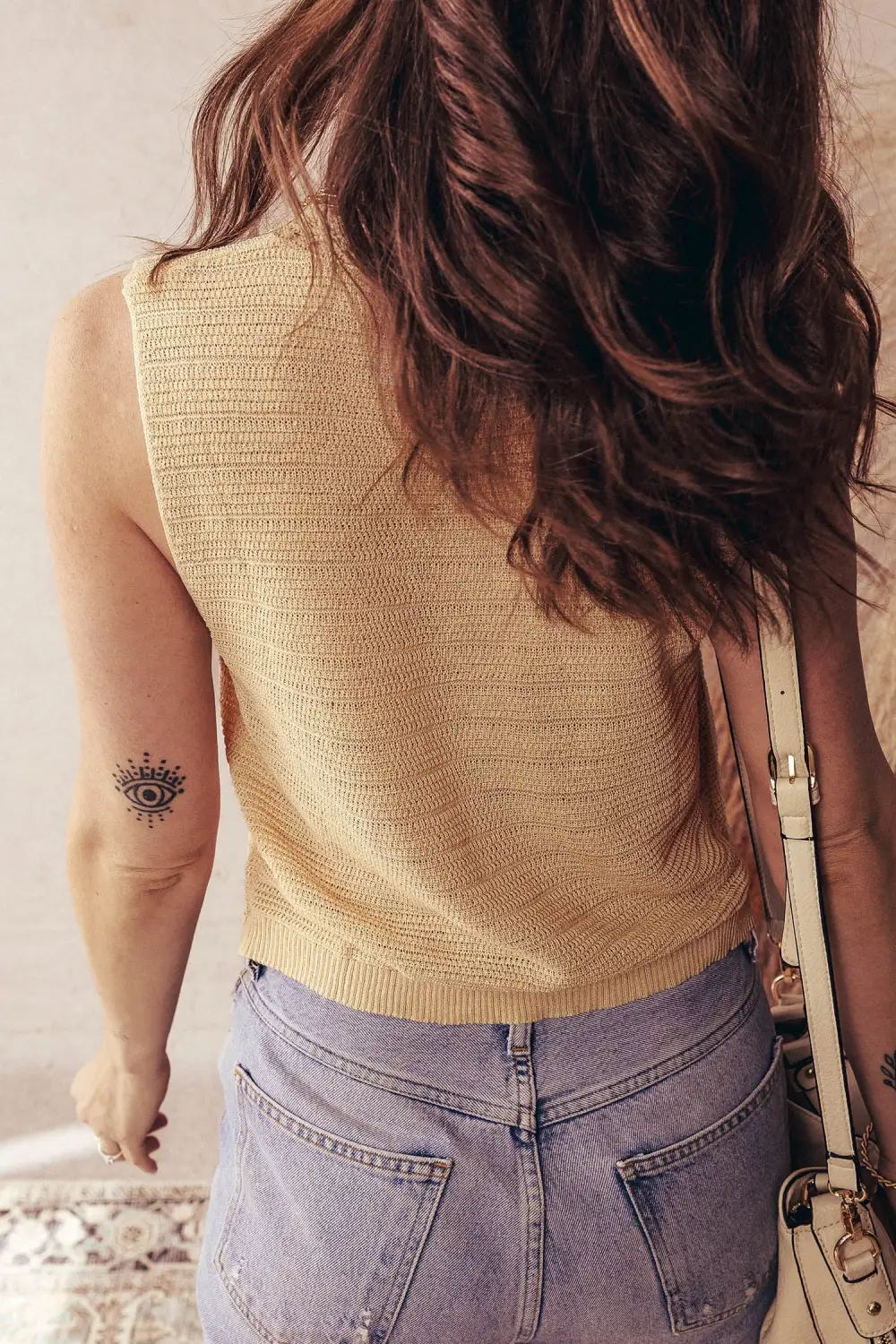 Cutout Trim Button Front Boho Sweater Vest