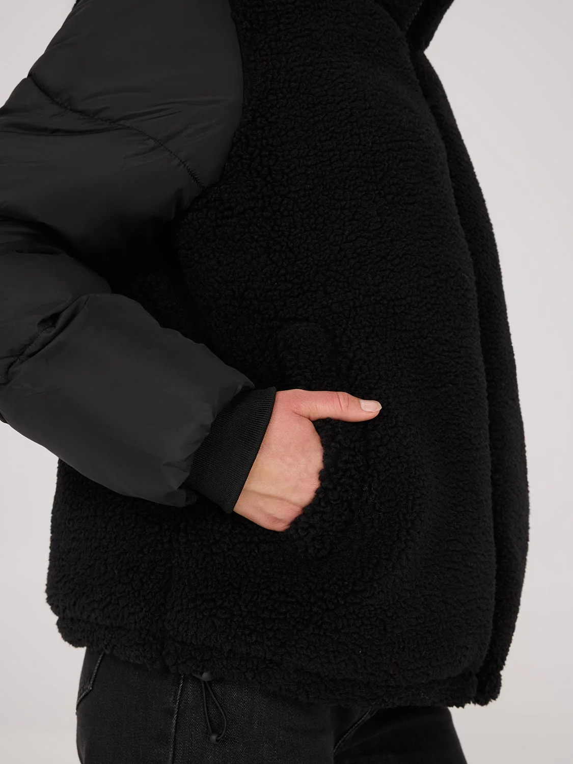 Black Mixed - Material Puffer Jacket