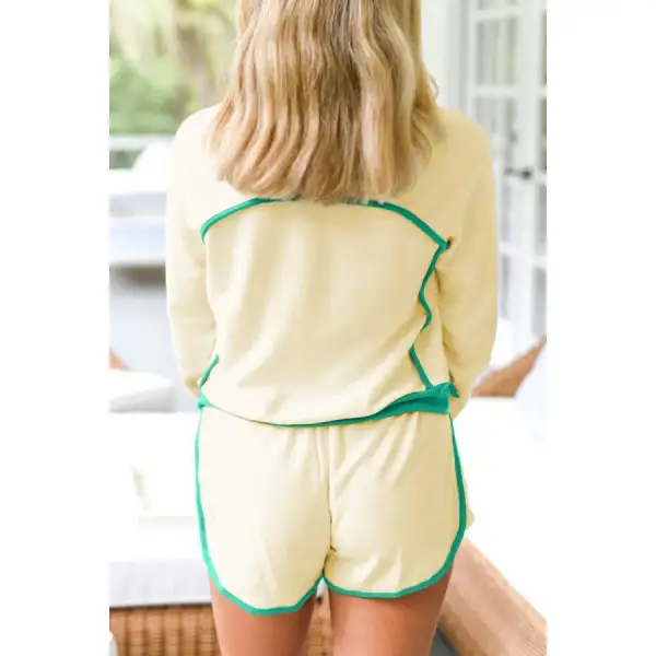 Soft Contrast Round Neck Top and Shorts Set