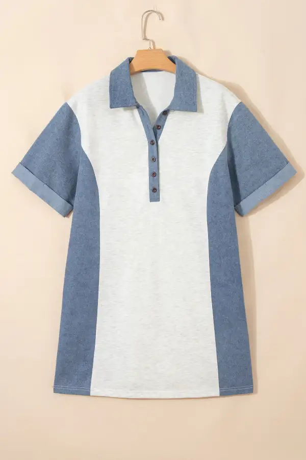 Patchwork Denim Dress Casual