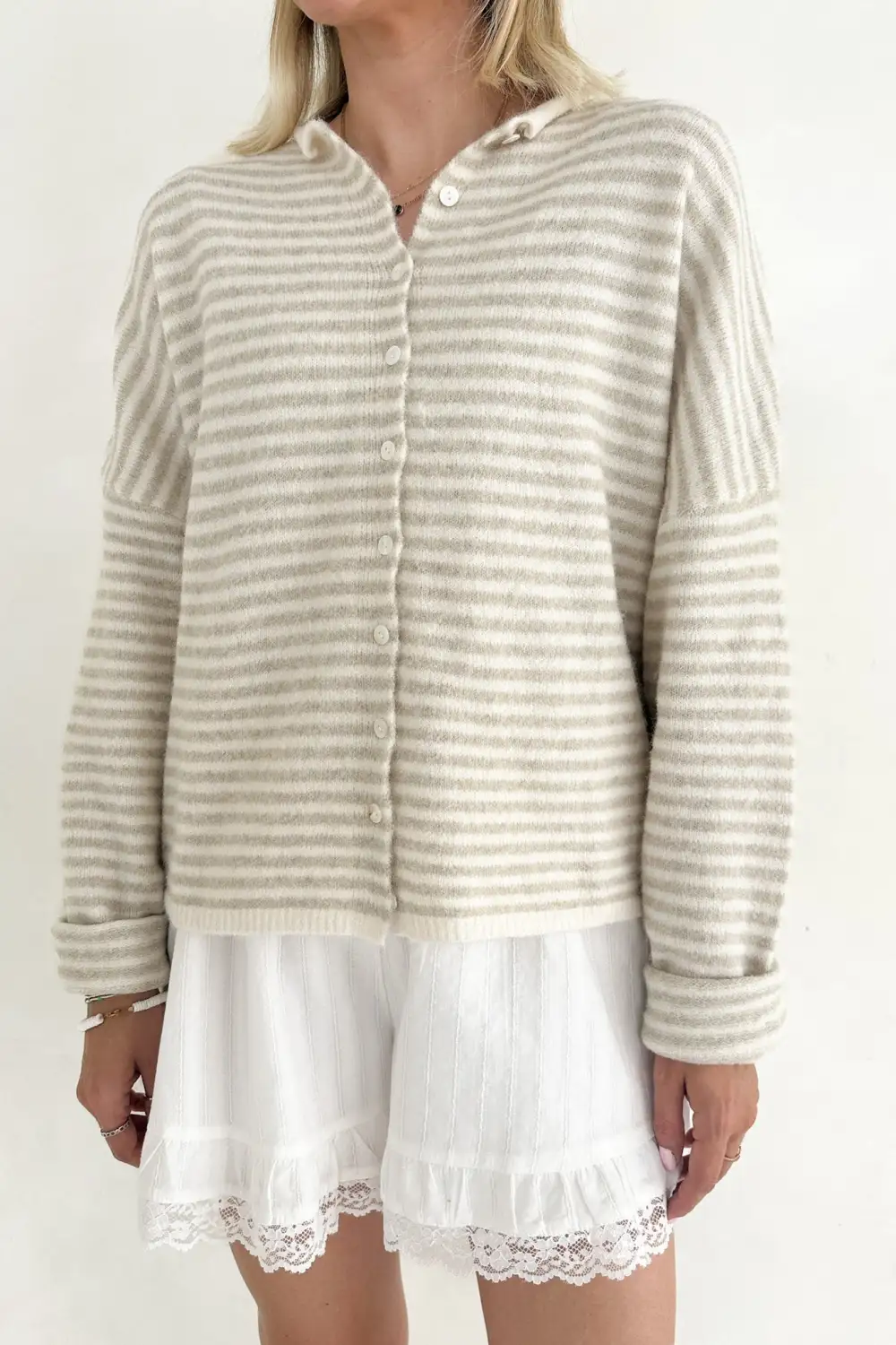 Washed Soft Striped Cardigan