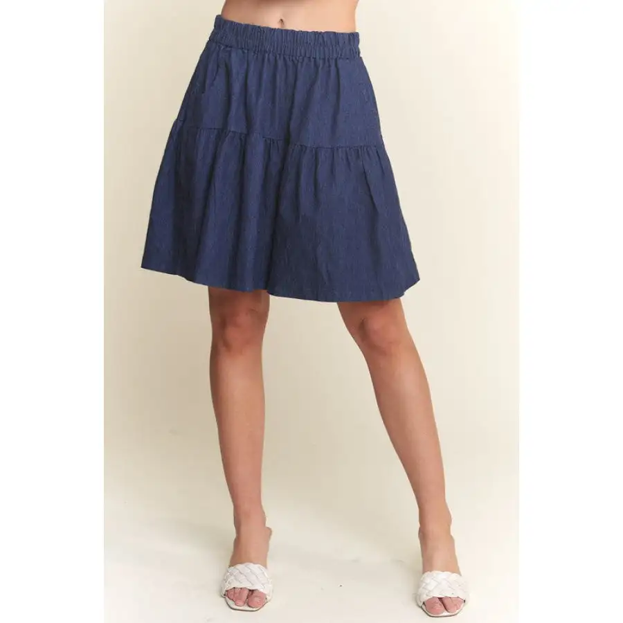 Wide Leg Denim Shorts