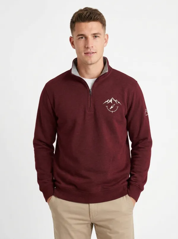 Men's Waypoint Outdoor Mountain Compass Graphic Quarter-Zip-Neck Sweatshirt