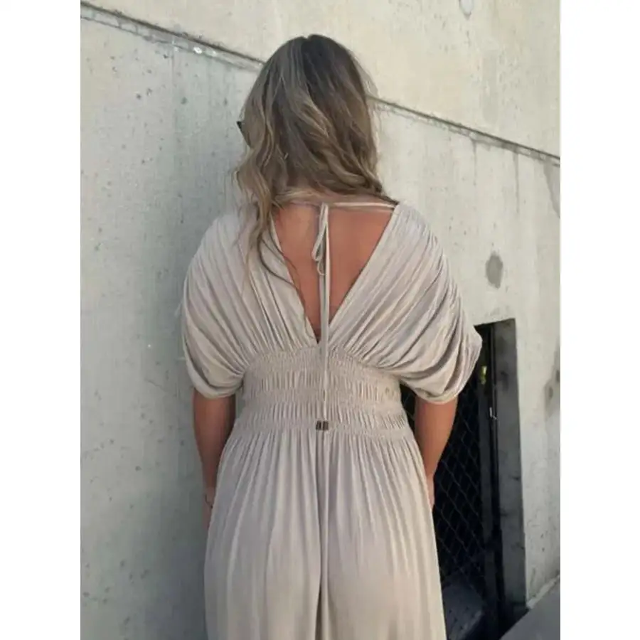 Full Size Deep V Neck Maxi Dress with Side Slit Plus Size