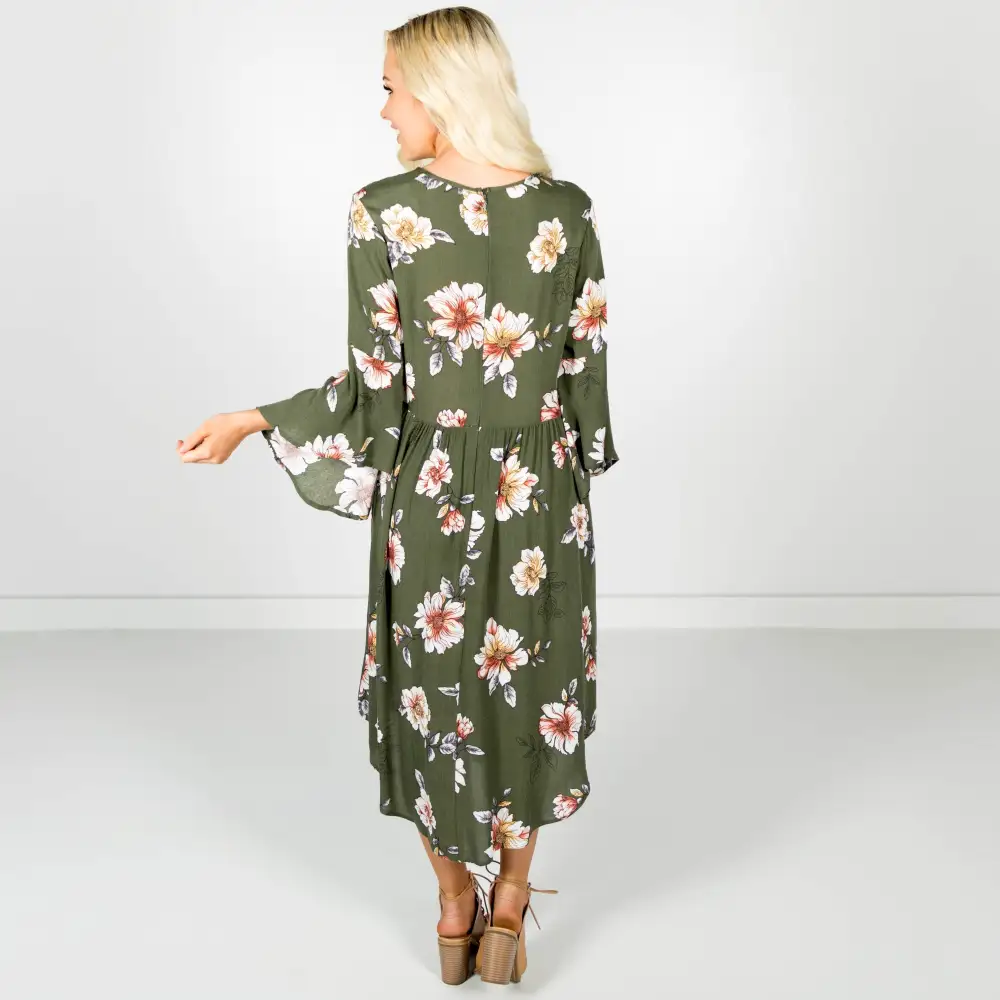 Plus Size Crew Neck Floral Dress