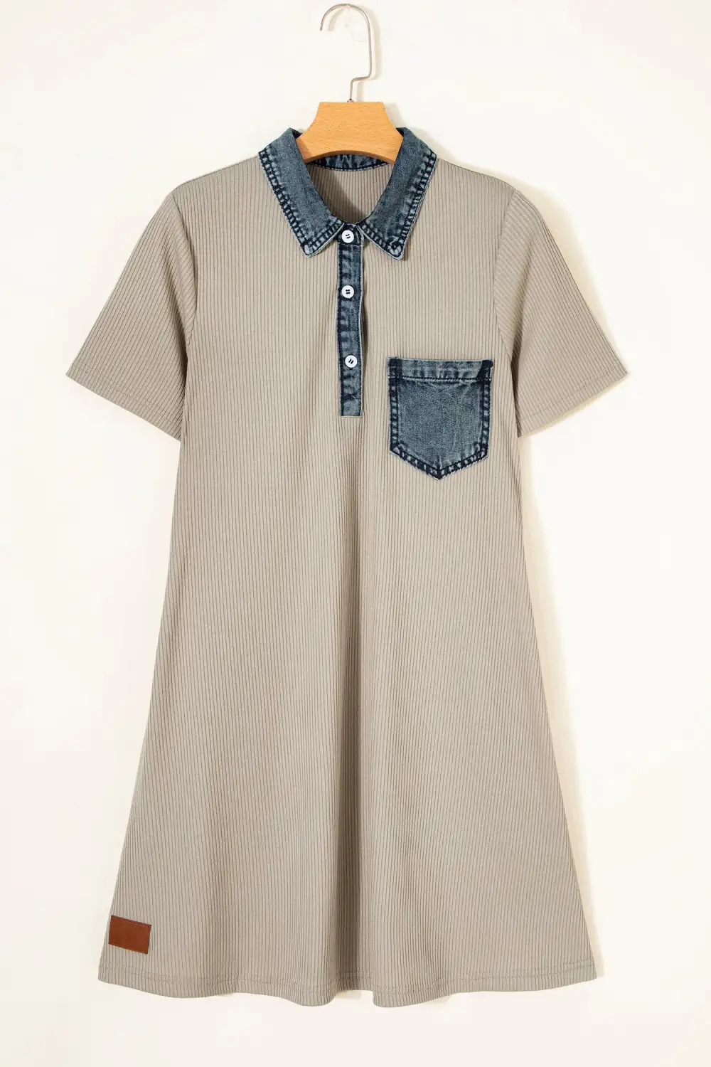 Patchwork Denim Ribbed Sweater Dress