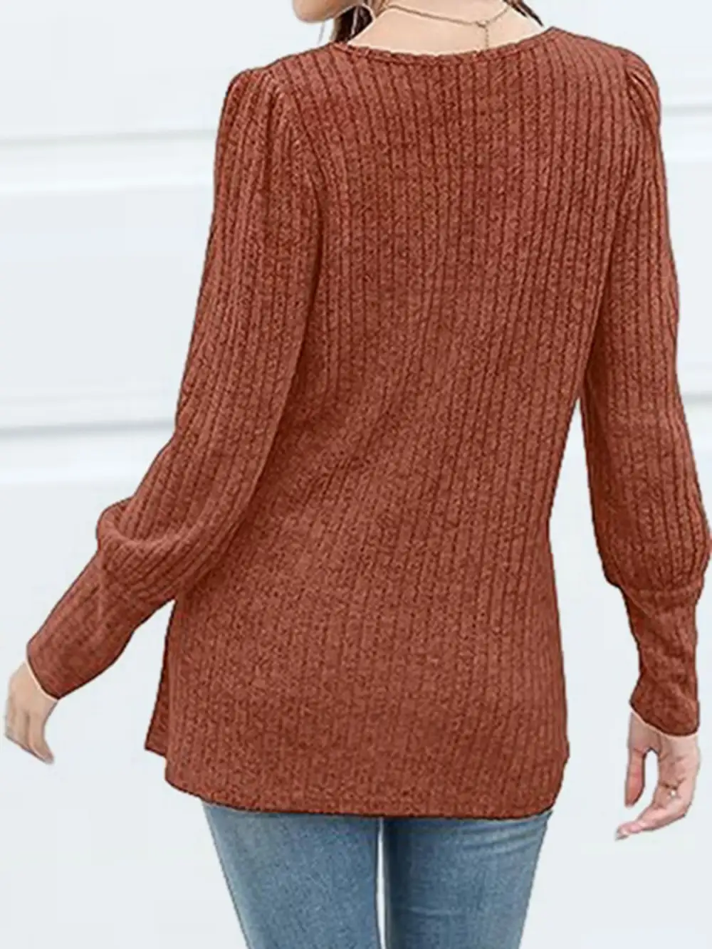 Button Front Square Neck Blouse