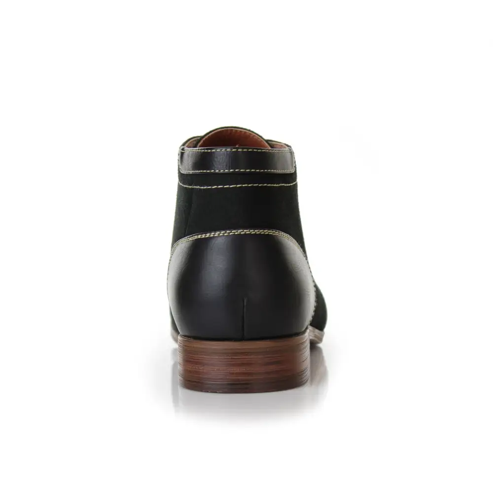Polished Faux-Suede Suede Faux-Leather Chukka Boots