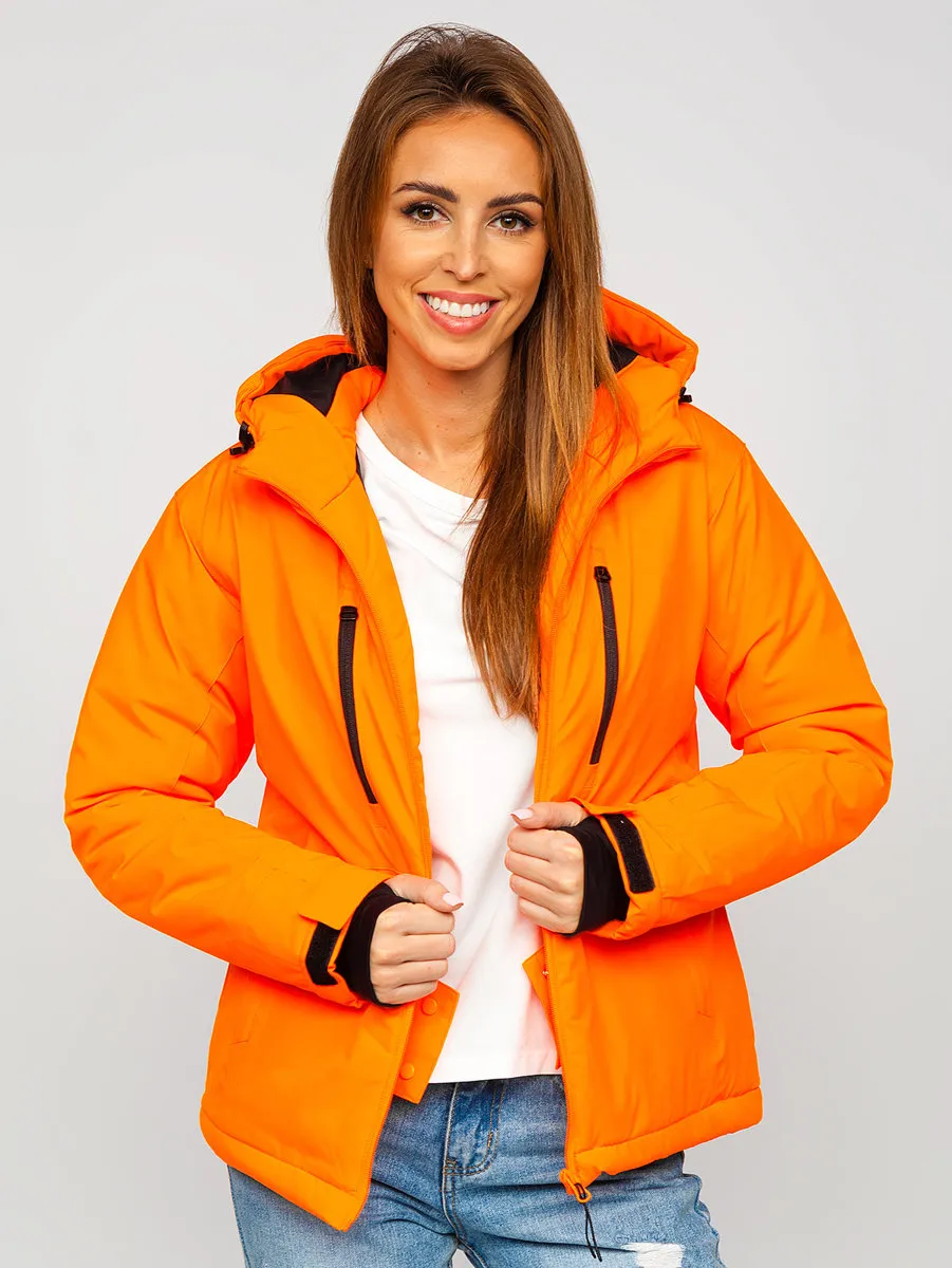 Orange women's winter ski jacket
