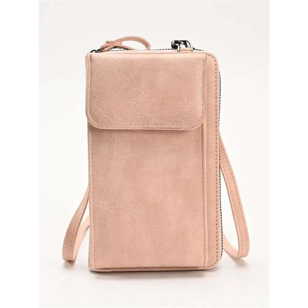 Solid Pu Leather Multifunctional Purse Cell Phone Crossbody Bag