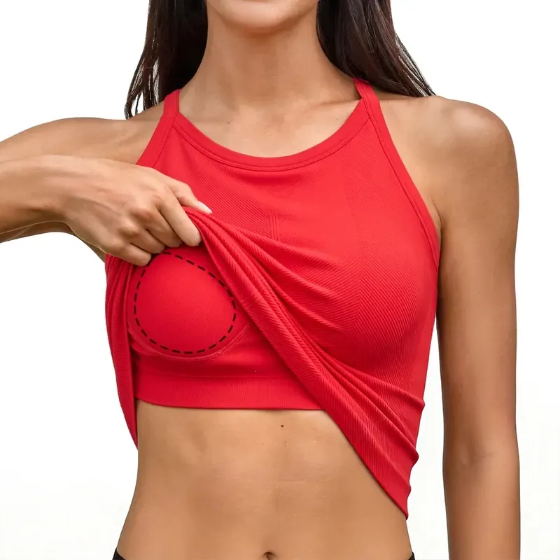 Women CoreFlex Ribbed Bra Tank with Built in Bra
