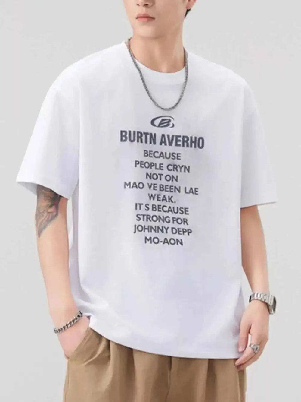 Letter Round Neck Short Sleeve T-Shirt