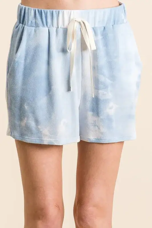Tie Dye French Terry Casual Shorts with Twill Tape