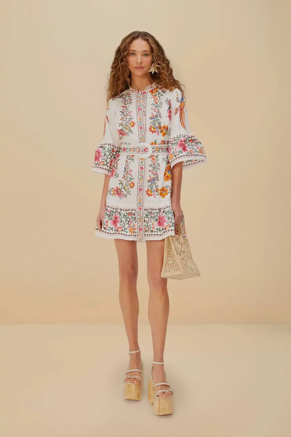 Off-White Delicate Forest Scarves Organic Cotton Mini Dress