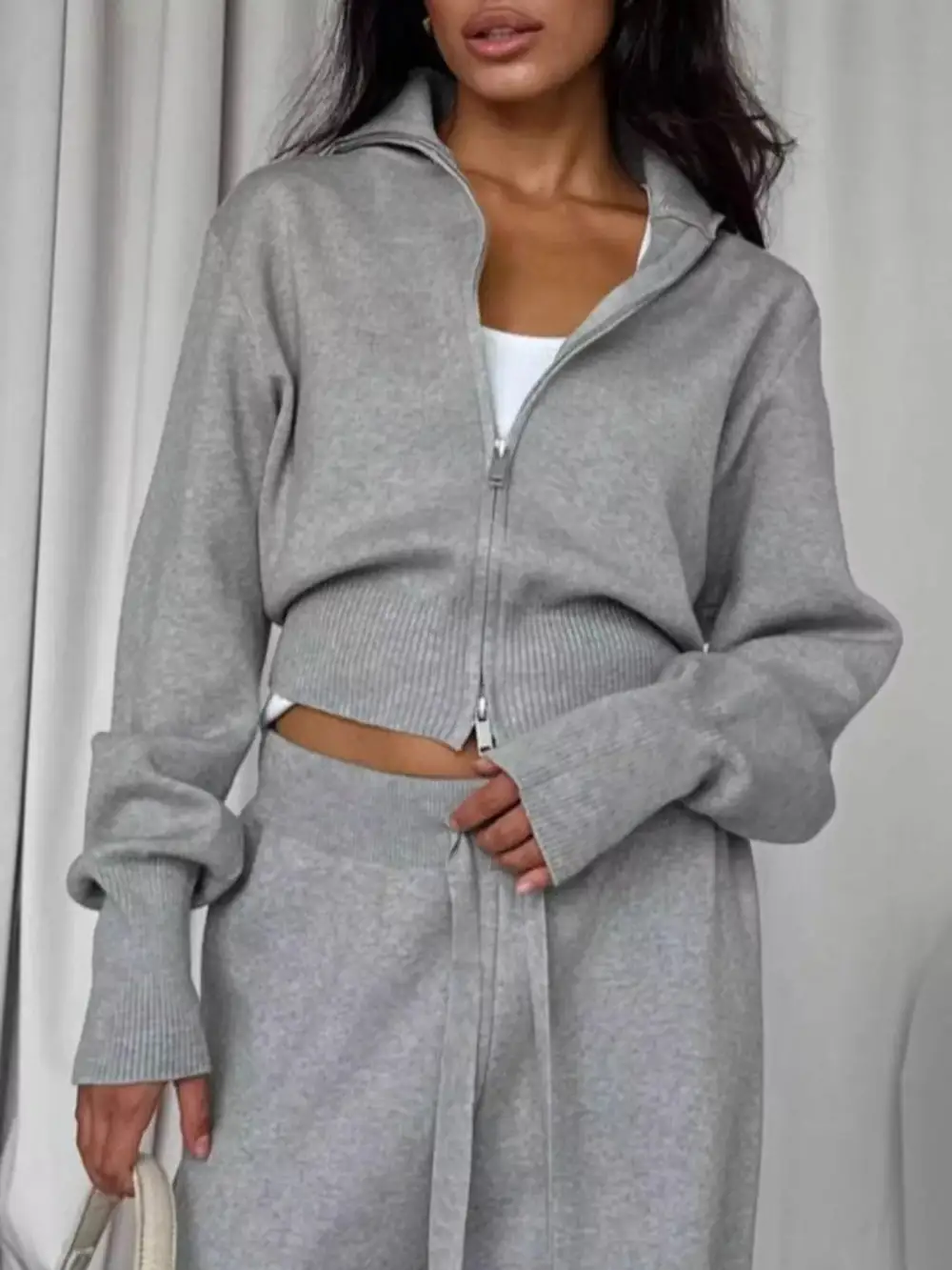 Zip Up Outerwear and Drawstring Pants Set