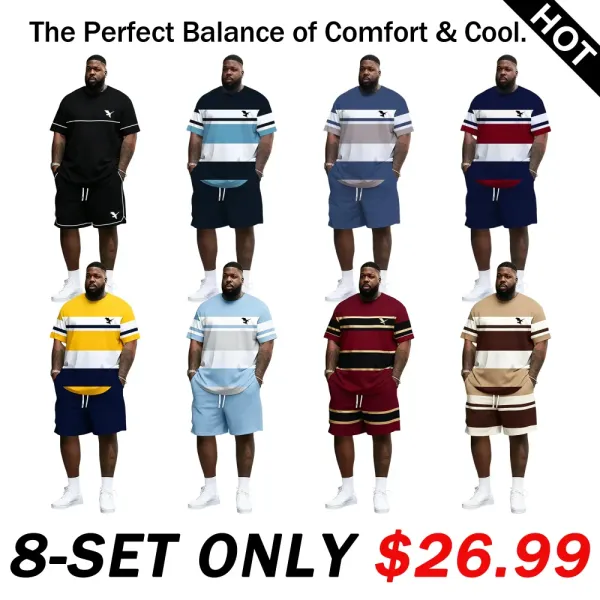 🔥 Men's Striped 2-Piece Summer Set | Ultra-Breathable Tee & Shorts