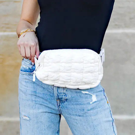 Nylon Quilted Puffer Sling Crossbody Belt Bag