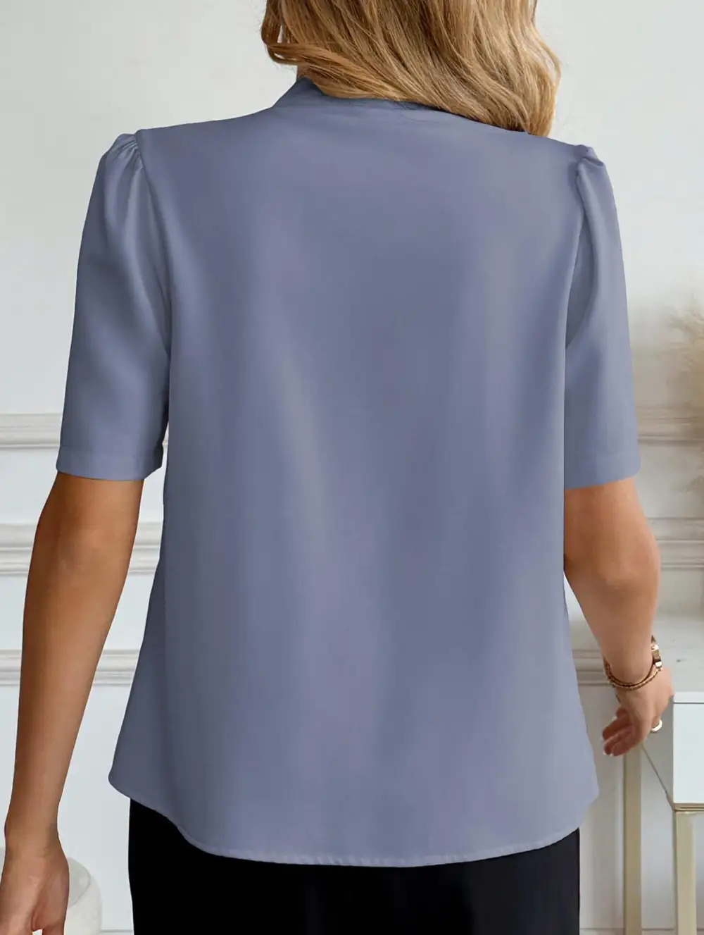 V Neck Button Short Sleeve Shirt
