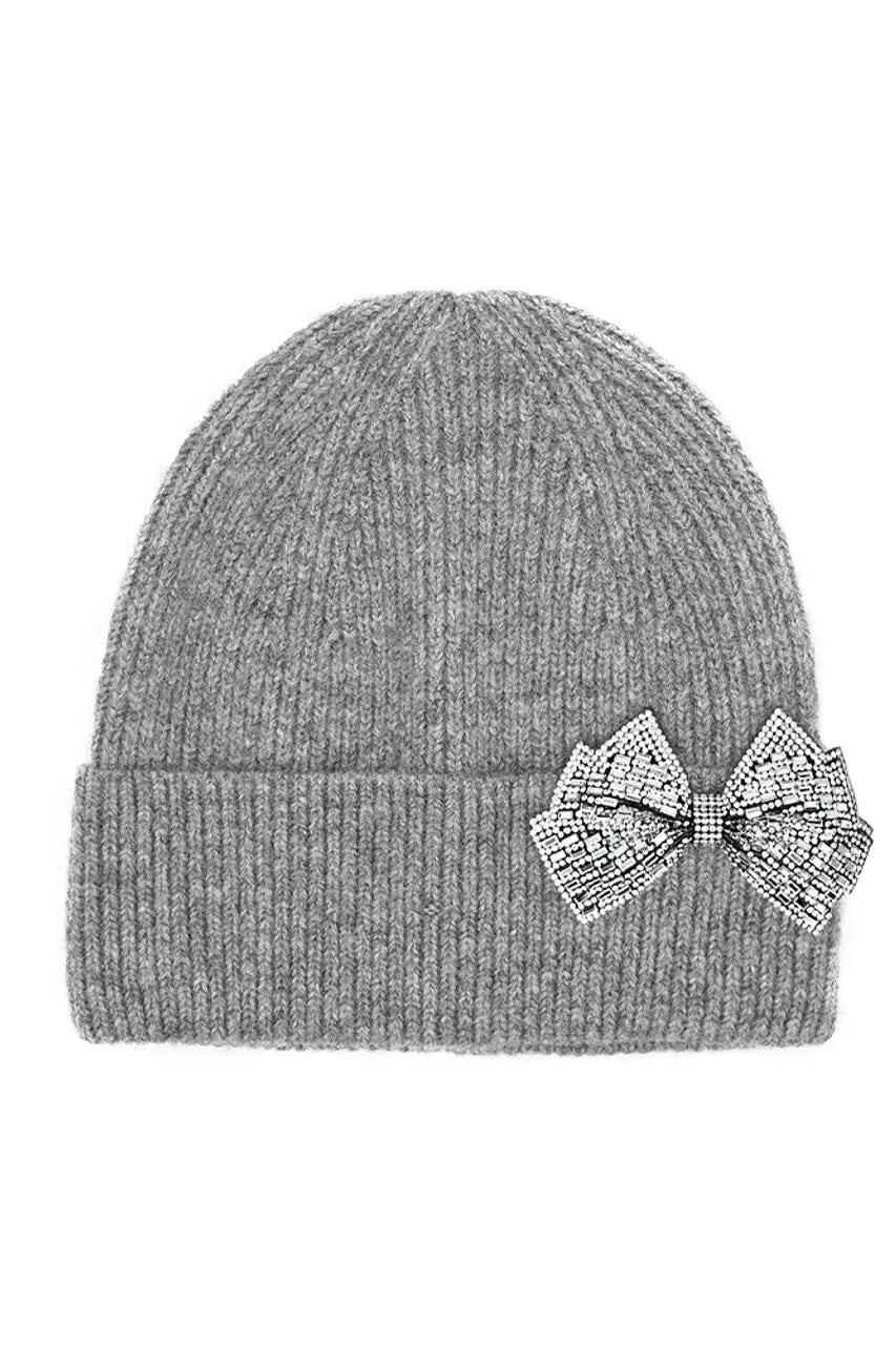 Rhinestone Bow Beanie