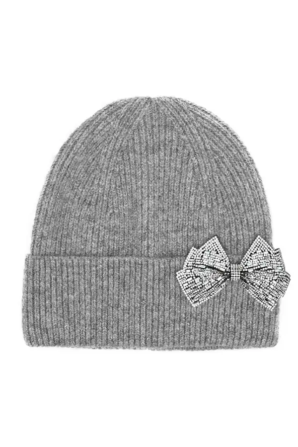 Rhinestone Bow Beanie