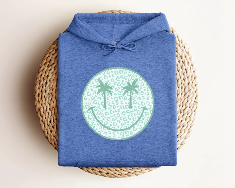 Palm Tree Smiley Graphic Pullover Hoodie