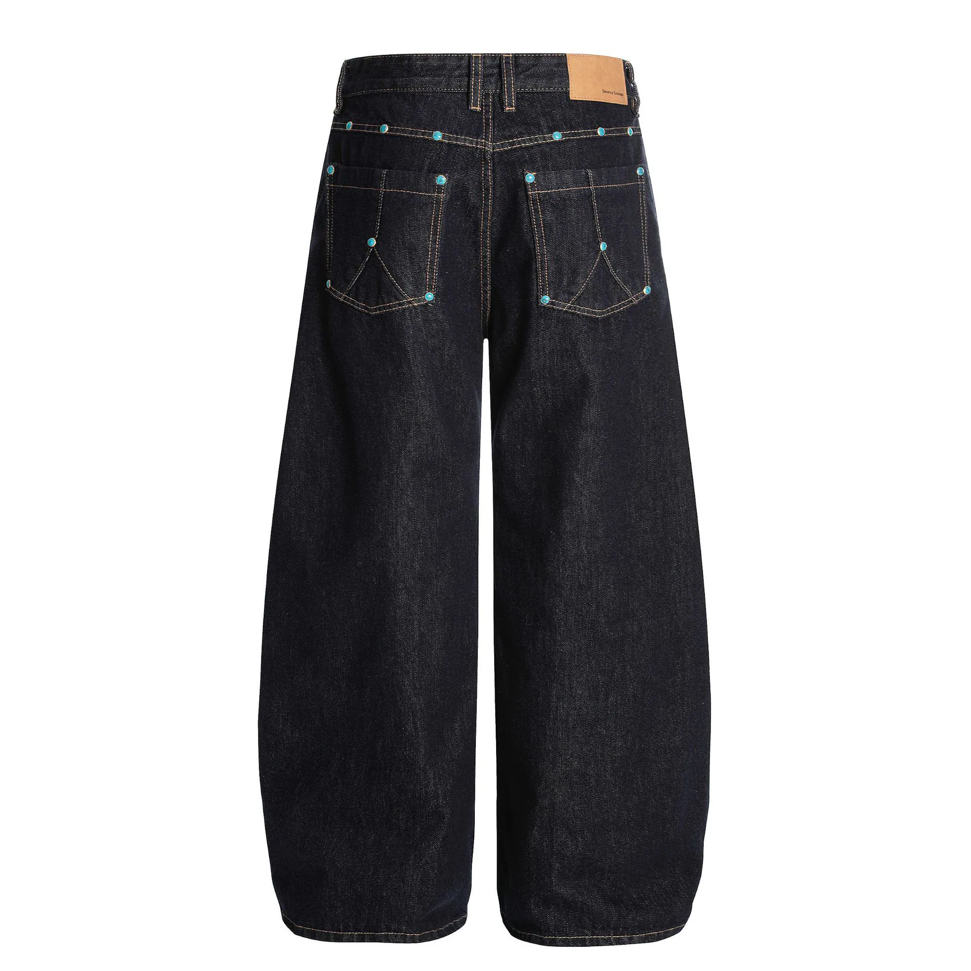 Turquoise Raw Denim Slash Jeans