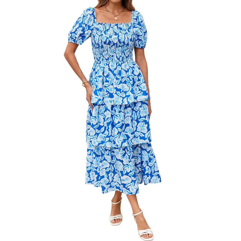 Women's Square Neck Smocked Dress