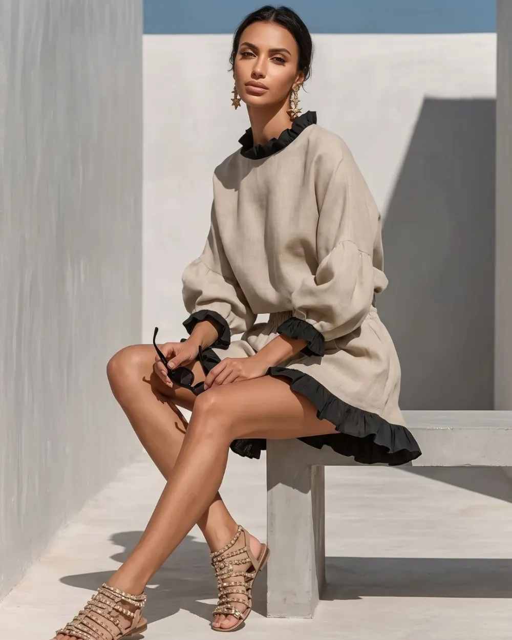 Ruffle Trim Hem Set